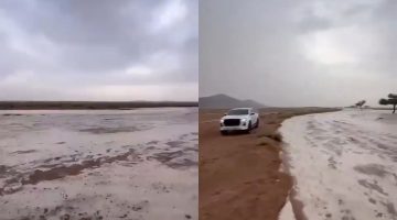 سيول جارفة تغمر جنوب حائل بعد الأمطار الغزيرة